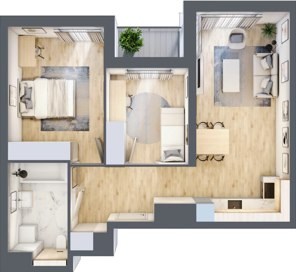 3 pokoje, mieszkanie 59,93 m², piętro 2, oferta nr A2.32, Widok Warta etap II, Poznań, Starołęka-Minikowo-Marlewo, Starołęka, ul. Starołęcka 36/40