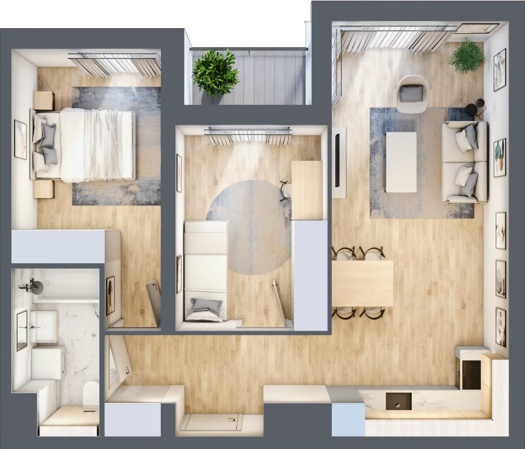 3 pokoje, mieszkanie 57,20 m², piętro 3, oferta nr A2.46, Widok Warta etap II, Poznań, Starołęka-Minikowo-Marlewo, Starołęka, ul. Starołęcka 36/40