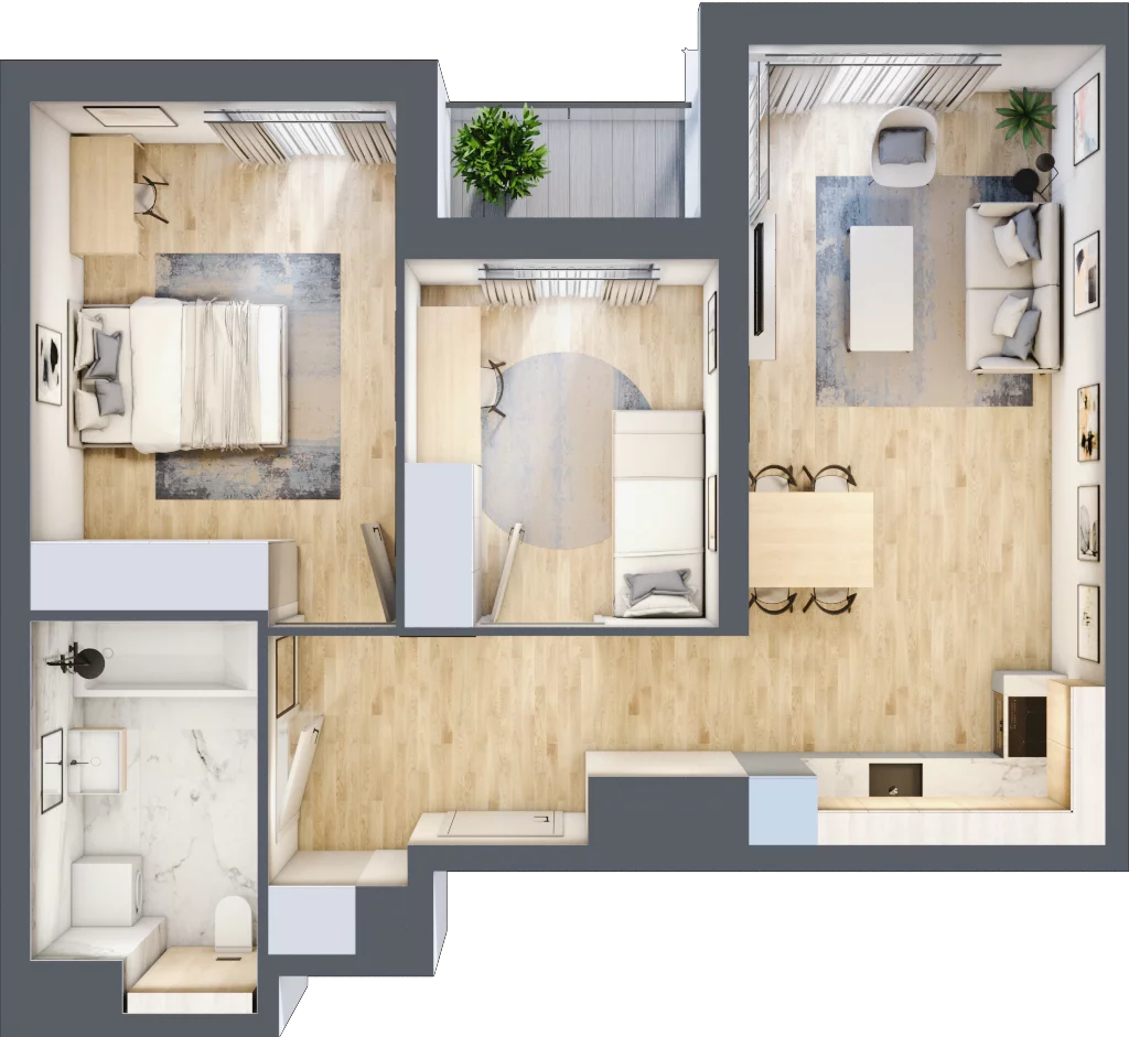 3 pokoje, mieszkanie 59,36 m², piętro 5, oferta nr A2.71, Widok Warta etap II, Poznań, Starołęka-Minikowo-Marlewo, Starołęka, ul. Starołęcka 36/40