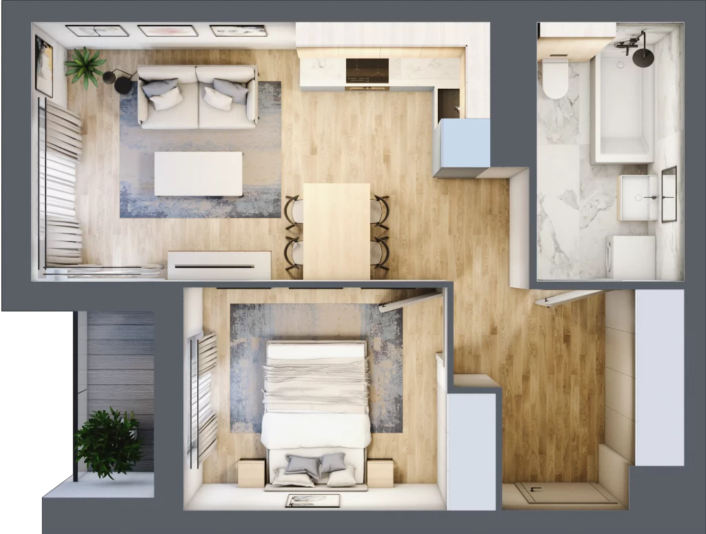 2 pokoje, mieszkanie 41,47 m², piętro 3, oferta nr A2.47, Widok Warta etap II, Poznań, Starołęka-Minikowo-Marlewo, Starołęka, ul. Starołęcka 36/40