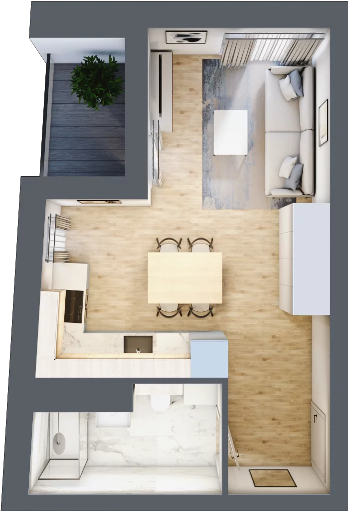 1 pokój, mieszkanie 29,17 m², piętro 5, oferta nr A2.76, Widok Warta etap II, Poznań, Starołęka-Minikowo-Marlewo, Starołęka, ul. Starołęcka 36/40