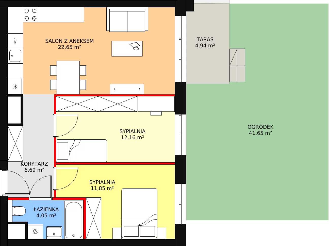 Mieszkanie 58,47 m², parter, oferta nr A2.09, Widok Warta etap II, Poznań, Starołęka-Minikowo-Marlewo, Starołęka, ul. Starołęcka 36/40