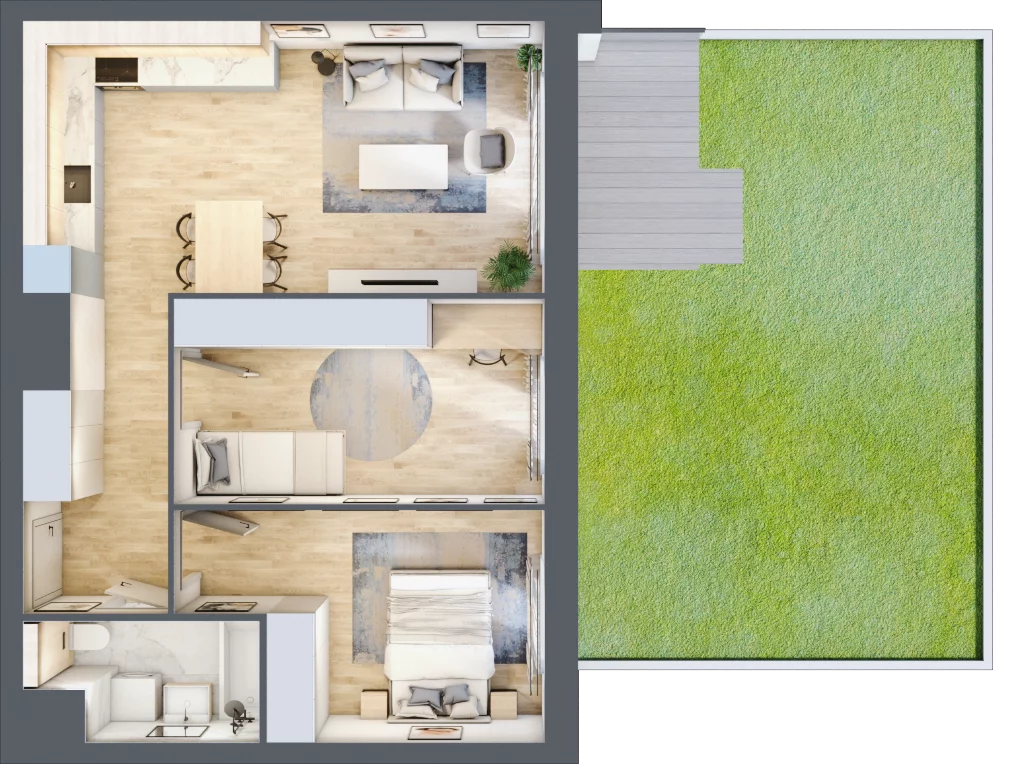 3 pokoje, mieszkanie 57,38 m², parter, oferta nr A2.09, Widok Warta etap II, Poznań, Starołęka-Minikowo-Marlewo, Starołęka, ul. Starołęcka 36/40