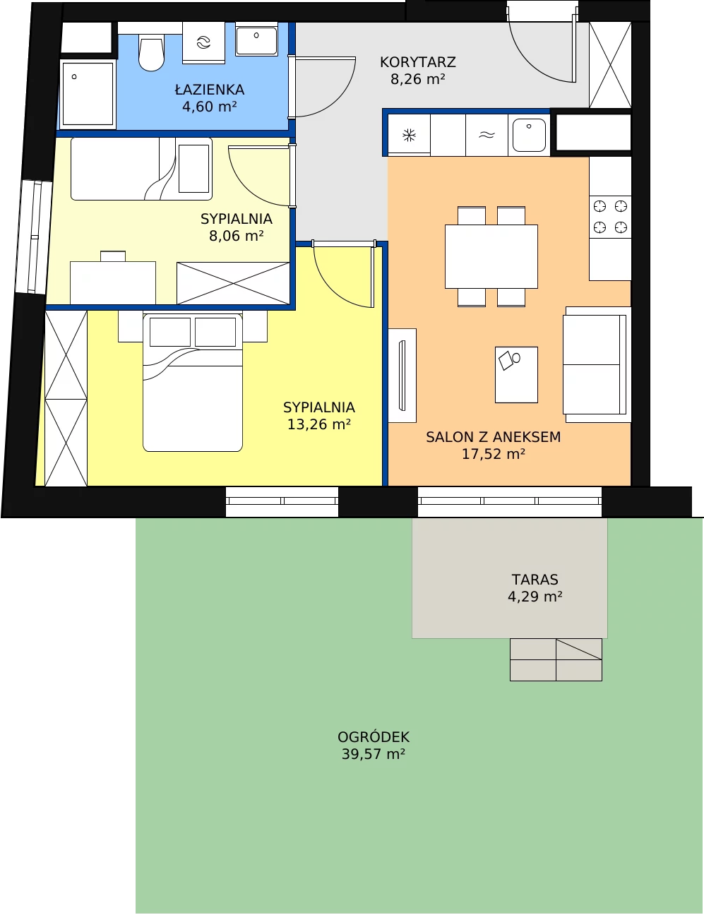 Zalety mieszkania 51.52 m², A2.10