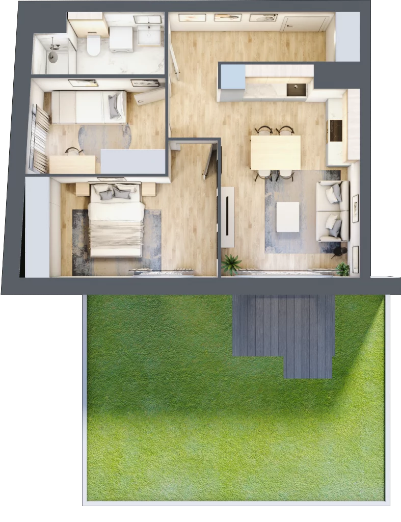 3 pokoje, mieszkanie 51,52 m², parter, oferta nr A2.10, Widok Warta etap II, Poznań, Starołęka-Minikowo-Marlewo, Starołęka, ul. Starołęcka 36/40