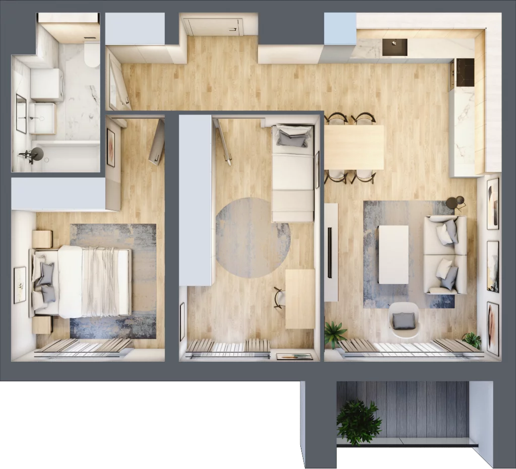 3 pokoje, mieszkanie 56,83 m², piętro 1, oferta nr A2.17, Widok Warta etap II, Poznań, Starołęka-Minikowo-Marlewo, Starołęka, ul. Starołęcka 36/40