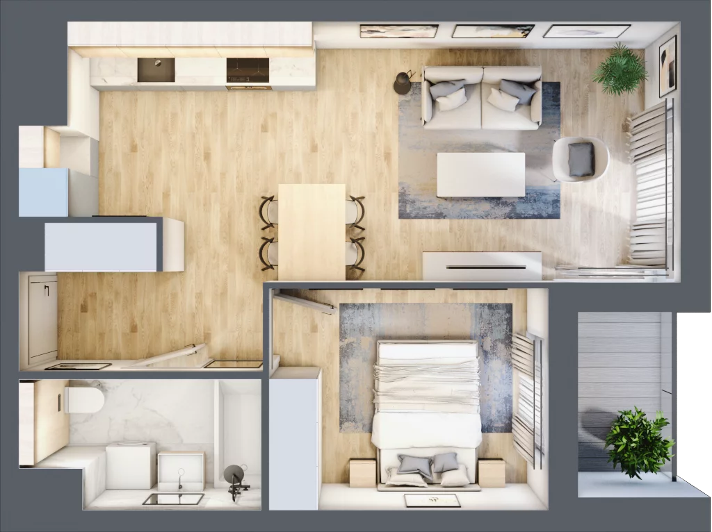 2 pokoje, mieszkanie 42,72 m², piętro 2, oferta nr A2.29, Widok Warta etap II, Poznań, Starołęka-Minikowo-Marlewo, Starołęka, ul. Starołęcka 36/40