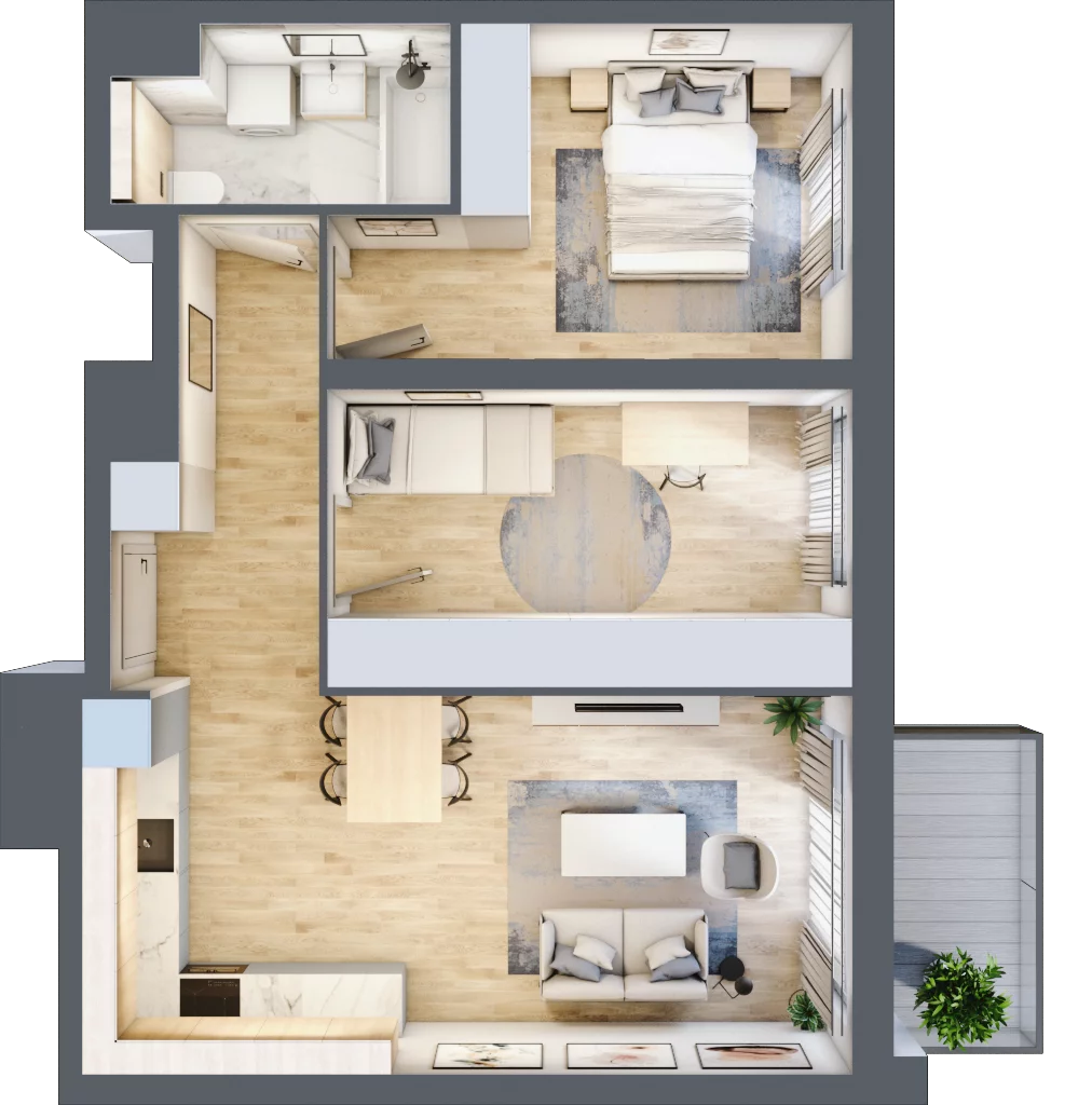 3 pokoje, mieszkanie 57,78 m², piętro 4, oferta nr A2.57, Widok Warta etap II, Poznań, Starołęka-Minikowo-Marlewo, Starołęka, ul. Starołęcka 36/40
