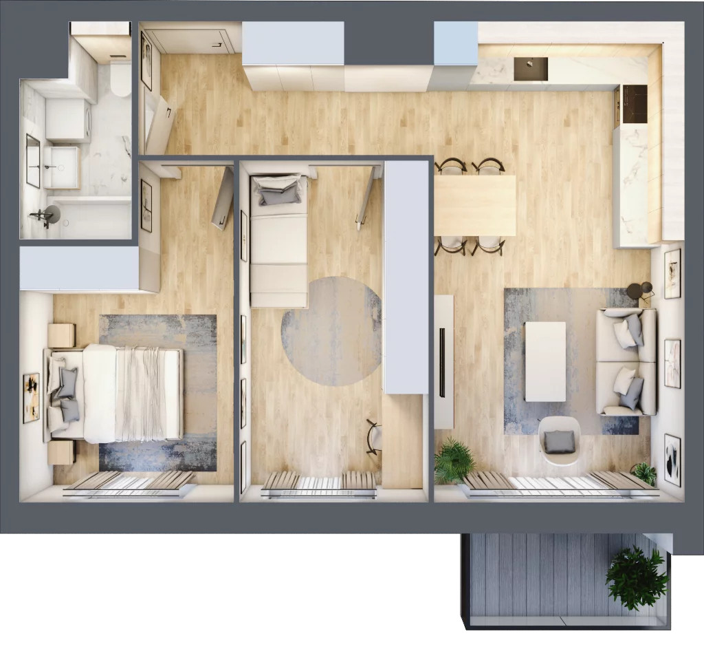 3 pokoje, mieszkanie 57,24 m², piętro 6, oferta nr A2.87, Widok Warta etap II, Poznań, Starołęka-Minikowo-Marlewo, Starołęka, ul. Starołęcka 36/40