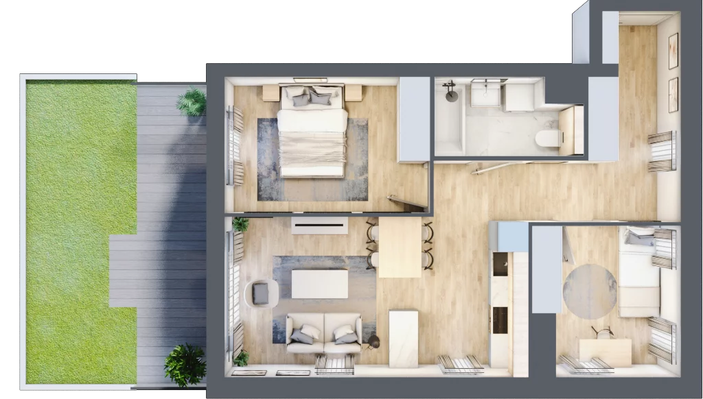 3 pokoje, mieszkanie 55,34 m², parter, oferta nr B2.01, Widok Warta etap II, Poznań, Starołęka-Minikowo-Marlewo, Starołęka, ul. Starołęcka 36/40