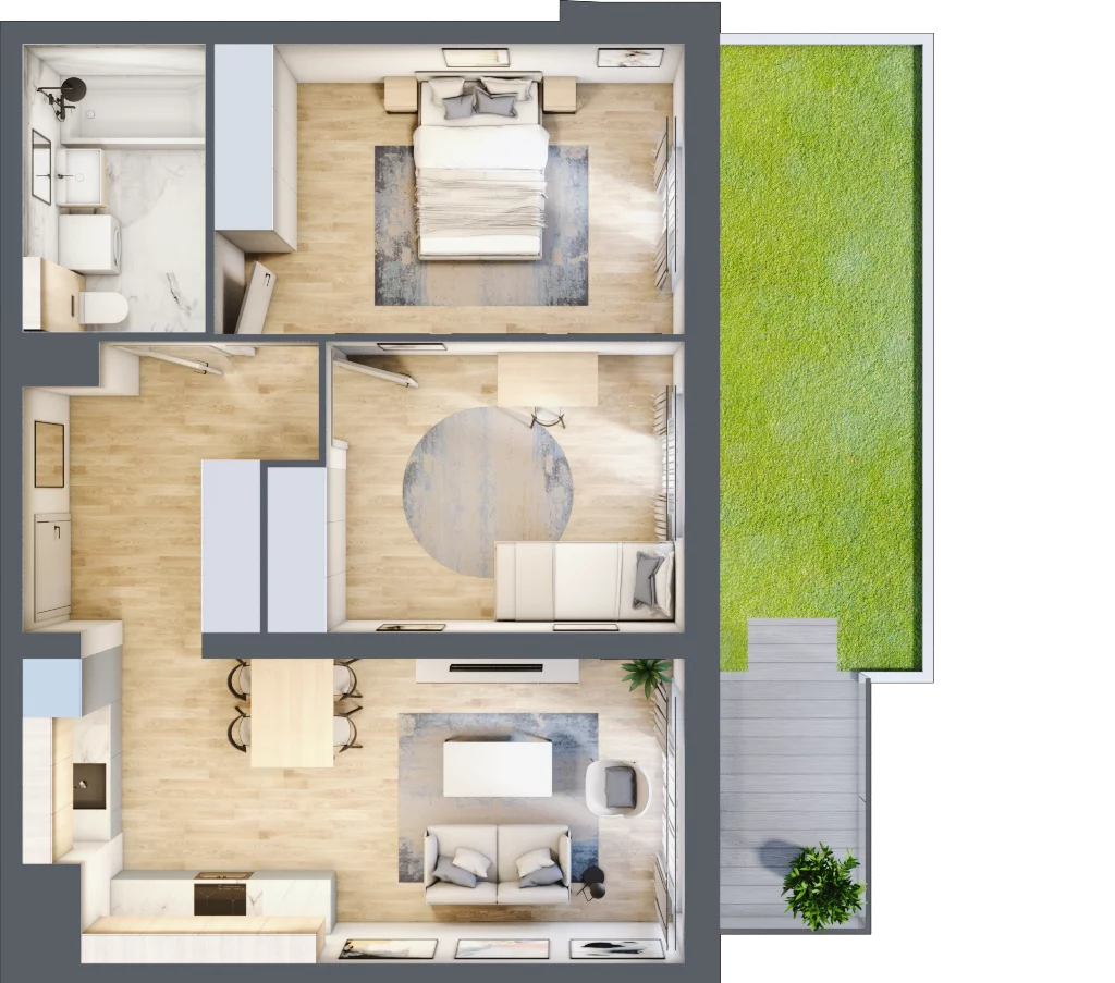 3 pokoje, mieszkanie 60,14 m², parter, oferta nr B2.08, Widok Warta etap II, Poznań, Starołęka-Minikowo-Marlewo, Starołęka, ul. Starołęcka 36/40
