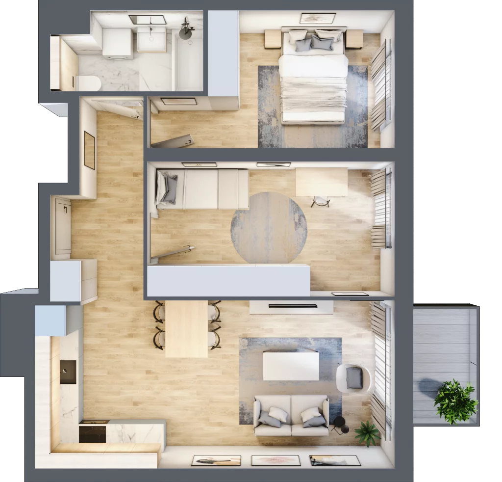 3 pokoje, mieszkanie 58,64 m², piętro 2, oferta nr B2.29, Widok Warta etap II, Poznań, Starołęka-Minikowo-Marlewo, Starołęka, ul. Starołęcka 36/40