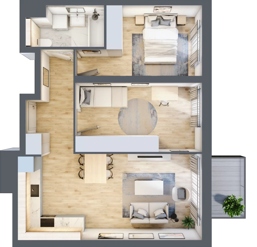 3 pokoje, mieszkanie 58,64 m², piętro 3, oferta nr B2.40, Widok Warta etap II, Poznań, Starołęka-Minikowo-Marlewo, Starołęka, ul. Starołęcka 36/40