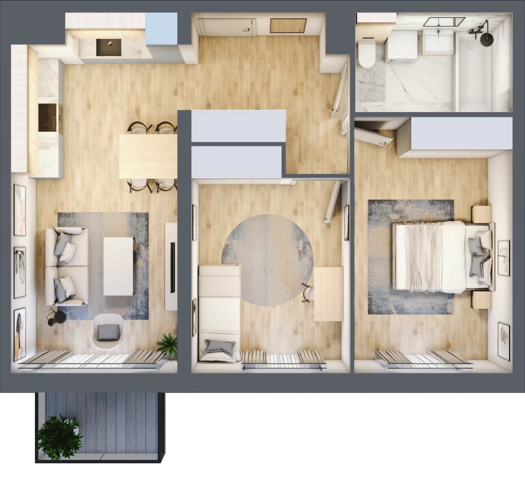 3 pokoje, mieszkanie 60,87 m², piętro 3, oferta nr B2.41, Widok Warta etap II, Poznań, Starołęka-Minikowo-Marlewo, Starołęka, ul. Starołęcka 36/40