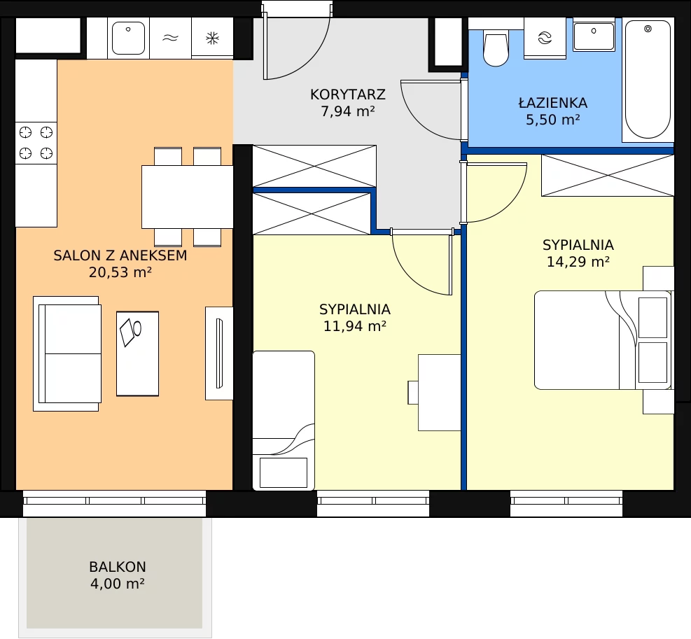 Zalety mieszkania 60.17 m², B2.52