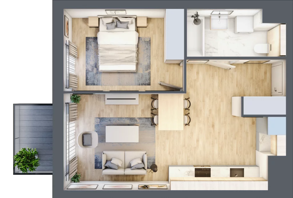 2 pokoje, mieszkanie 42,40 m², piętro 5, oferta nr B2.57, Widok Warta etap II, Poznań, Starołęka-Minikowo-Marlewo, Starołęka, ul. Starołęcka 36/40
