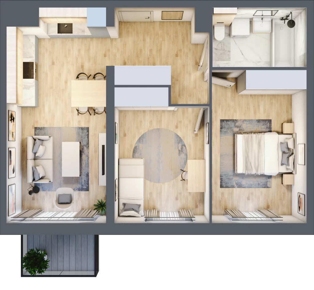 3 pokoje, mieszkanie 60,87 m², piętro 5, oferta nr B2.63, Widok Warta etap II, Poznań, Starołęka-Minikowo-Marlewo, Starołęka, ul. Starołęcka 36/40