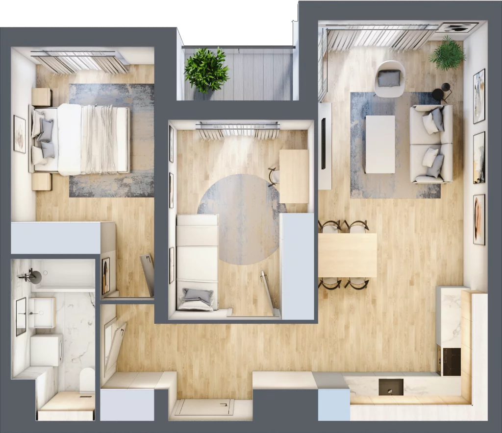 3 pokoje, mieszkanie 58,13 m², piętro 4, oferta nr B2.49, Widok Warta etap II, Poznań, Starołęka-Minikowo-Marlewo, Starołęka, ul. Starołęcka 36/40