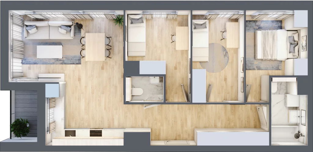 4 pokoje, mieszkanie 72,91 m², piętro 2, oferta nr B2.25, Widok Warta etap II, Poznań, Starołęka-Minikowo-Marlewo, Starołęka, ul. Starołęcka 36/40