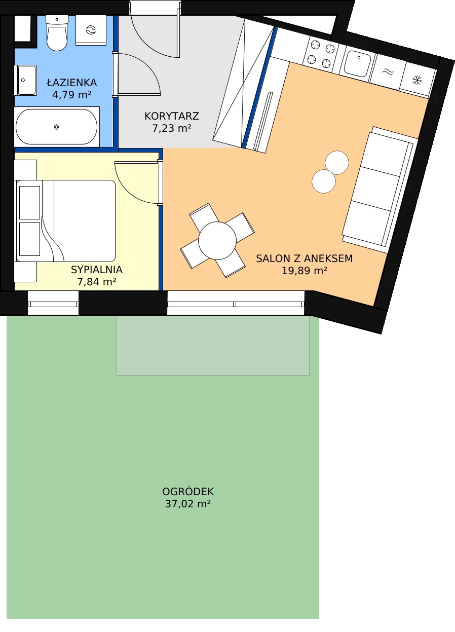 Zalety mieszkania 39.75 m², D116