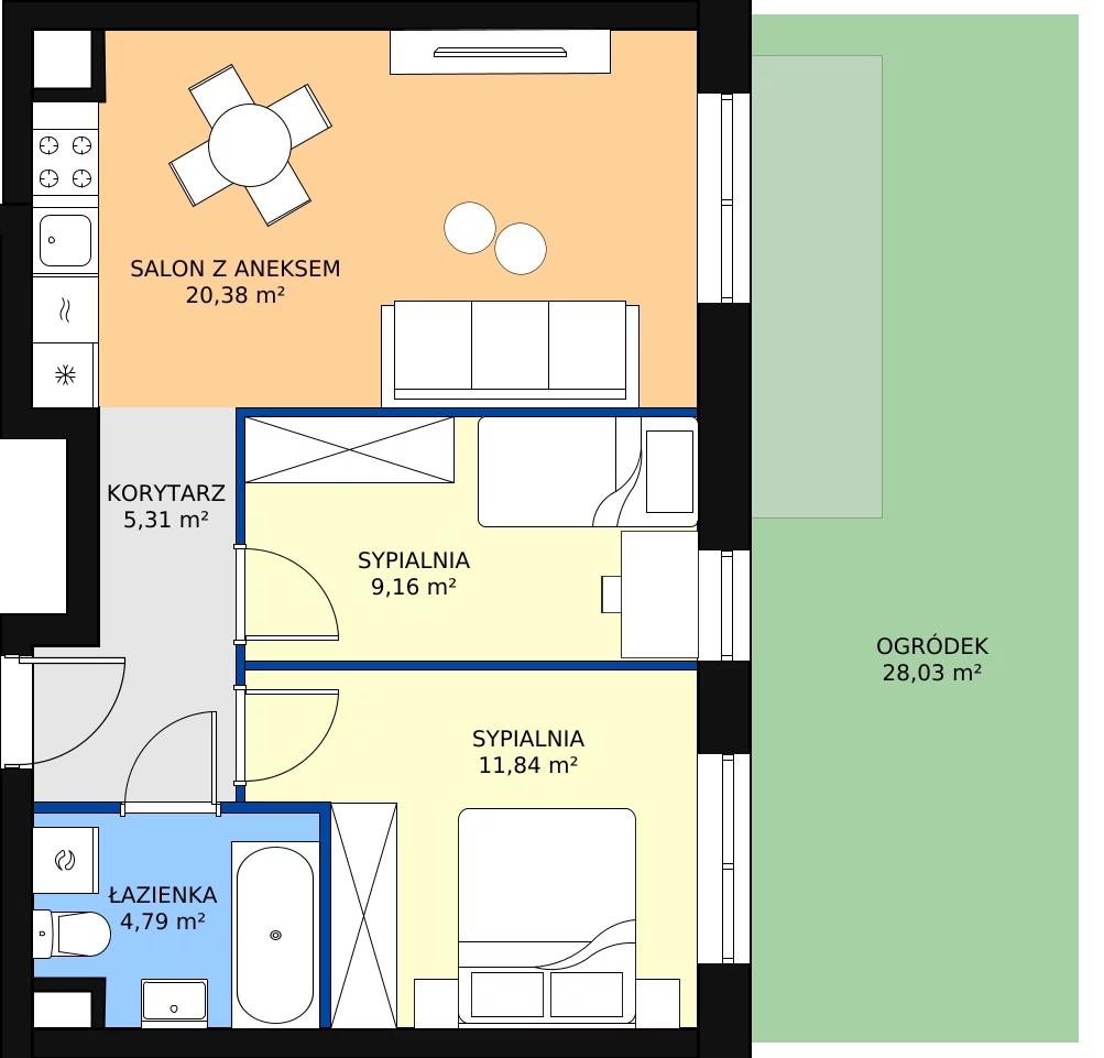 Zalety mieszkania 51.48 m², D119