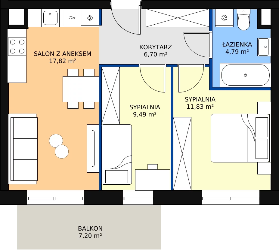 Zalety mieszkania 50.63 m², D122