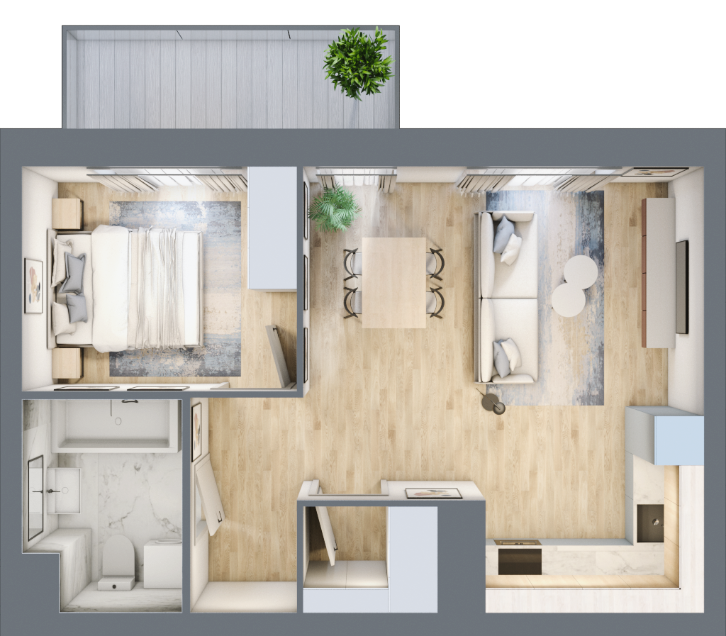 Mieszkanie 43,79 m², piętro 1, oferta nr D126, Osiedle Witaj etap II, Poznań, Naramowice, Naramowice, ul. Bielicowa