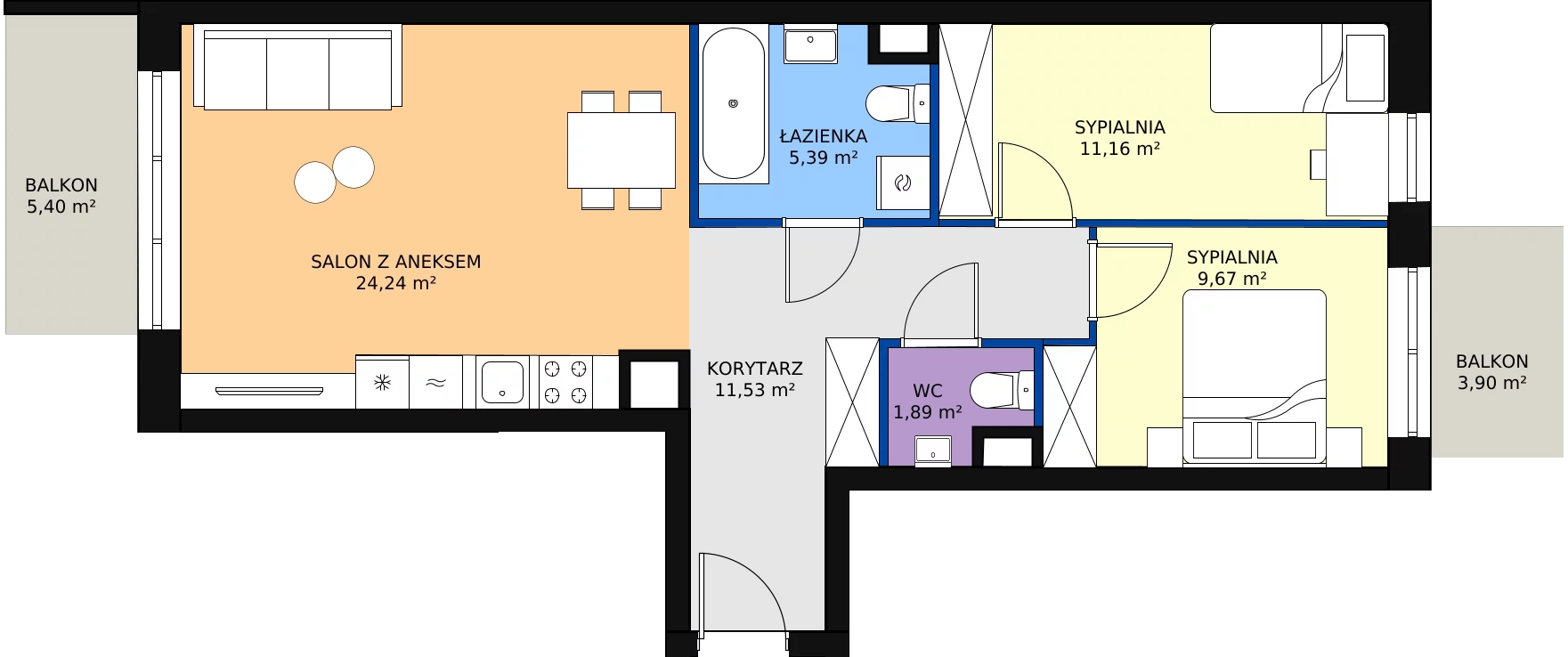 Zalety mieszkania 63.88 m², D129