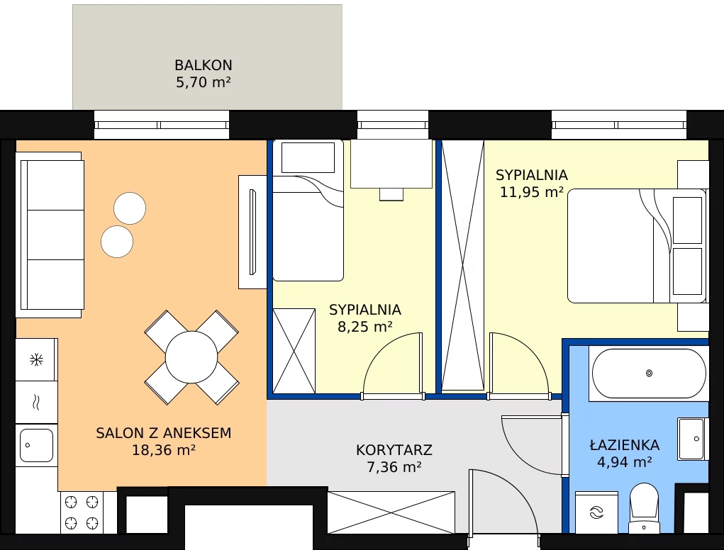 Zalety mieszkania 50.86 m², D136