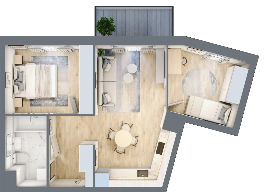 3 pokoje, mieszkanie 52,54 m², piętro 2, oferta nr D142, Osiedle Witaj etap II, Poznań, Naramowice, Naramowice, ul. Bielicowa