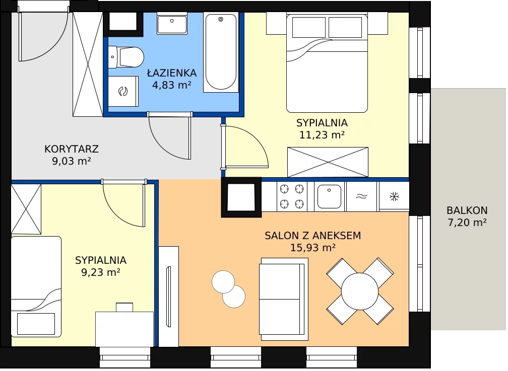 Zalety mieszkania 50.25 m², D145