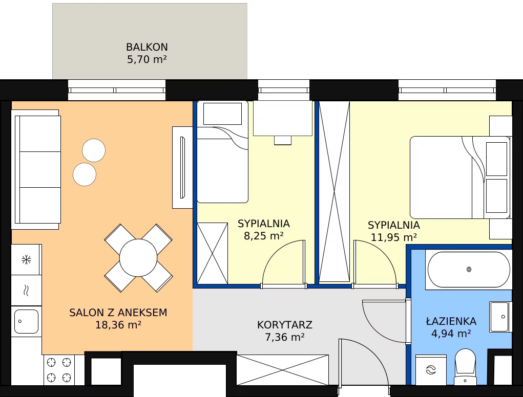 Zalety mieszkania 50.86 m², D147