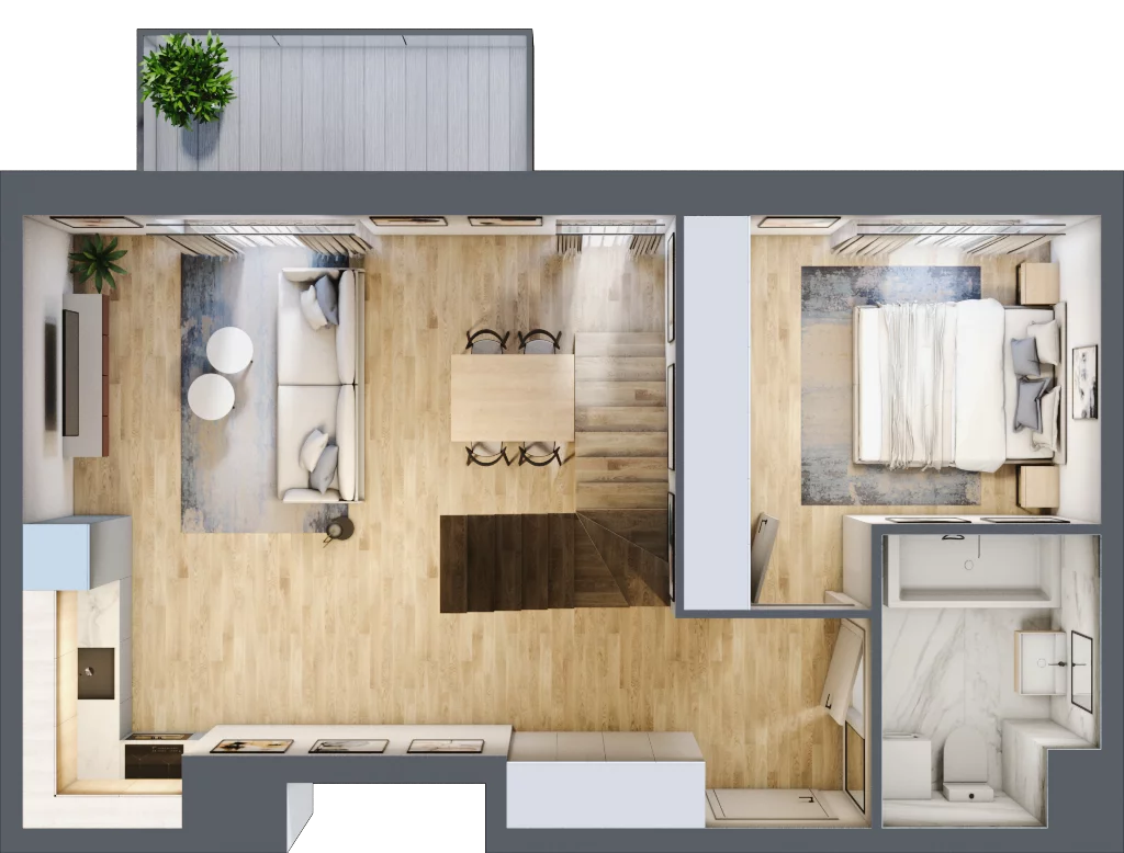 2 pokoje, mieszkanie 48,89 m², piętro 4, oferta nr D158, Osiedle Witaj etap II, Poznań, Naramowice, Naramowice, ul. Bielicowa