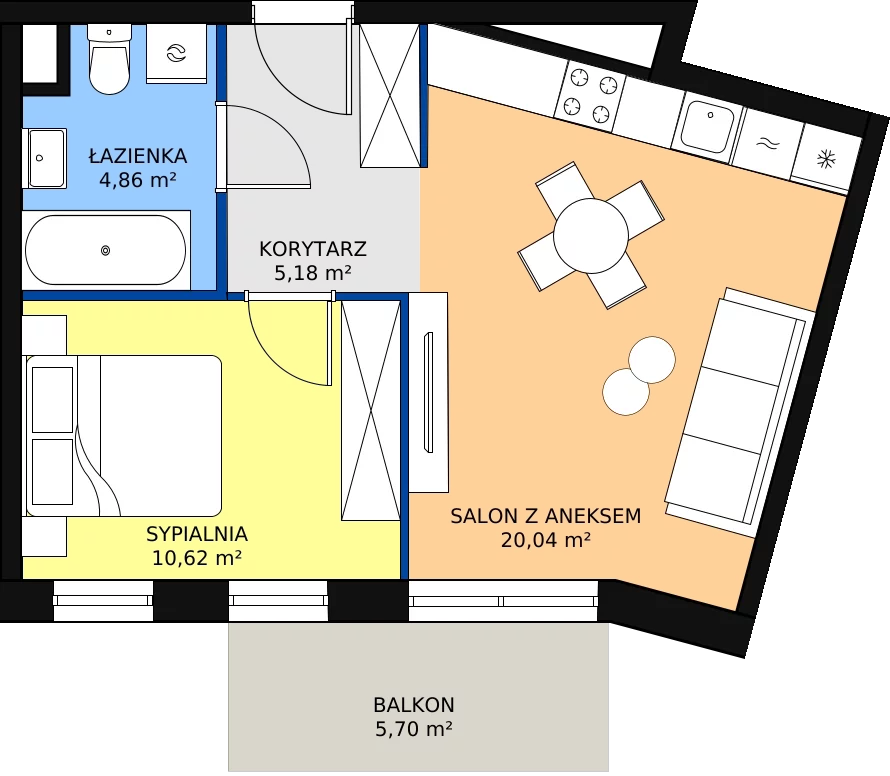 Nowe mieszkanie, 41,18 m², 2 pokoje, 4 piętro, oferta nr D160