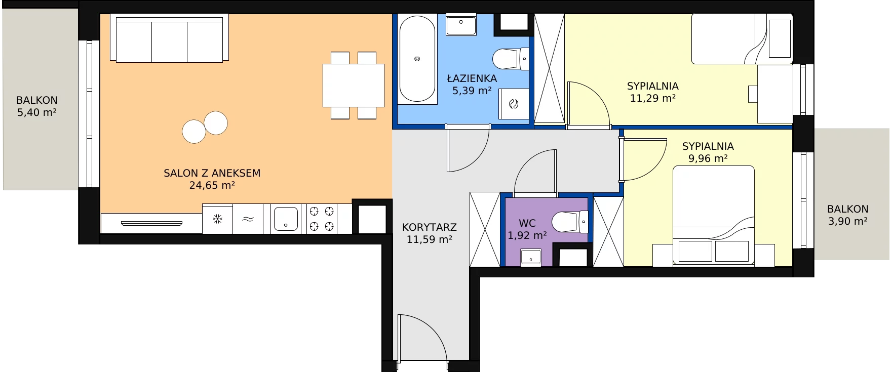 Zalety mieszkania 64.8 m², D162