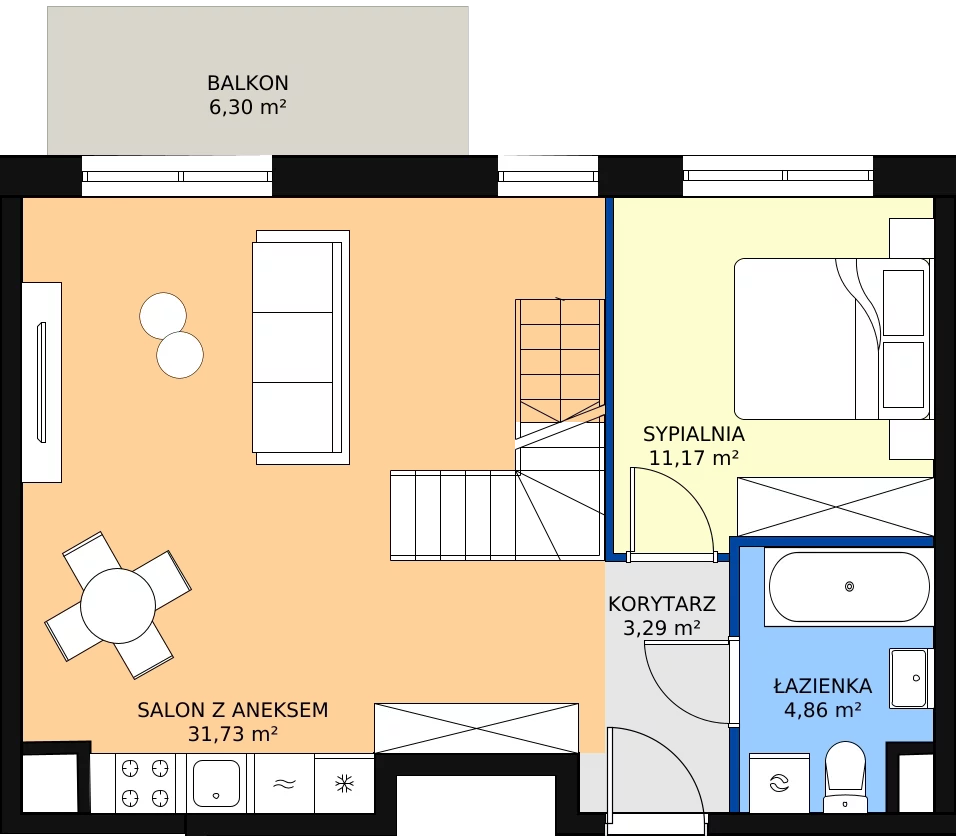 Zalety mieszkania 51.05 m², D163