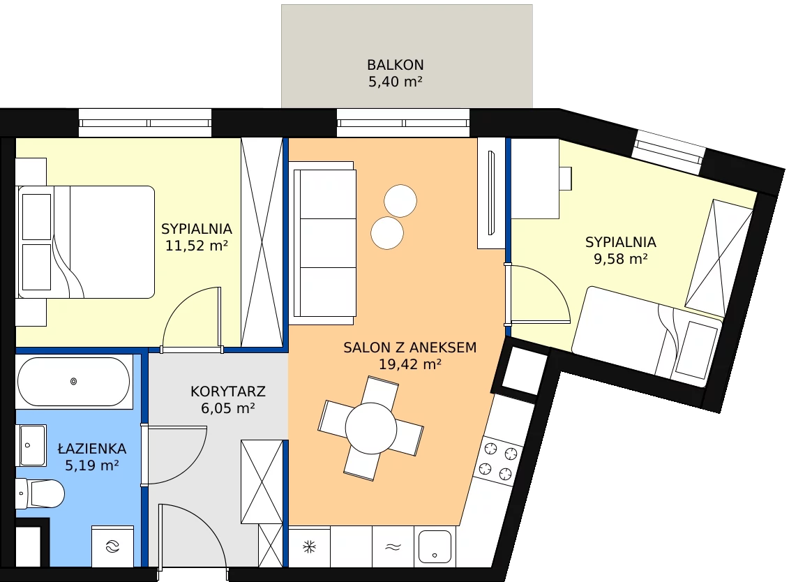 Zalety mieszkania 51.76 m², D164