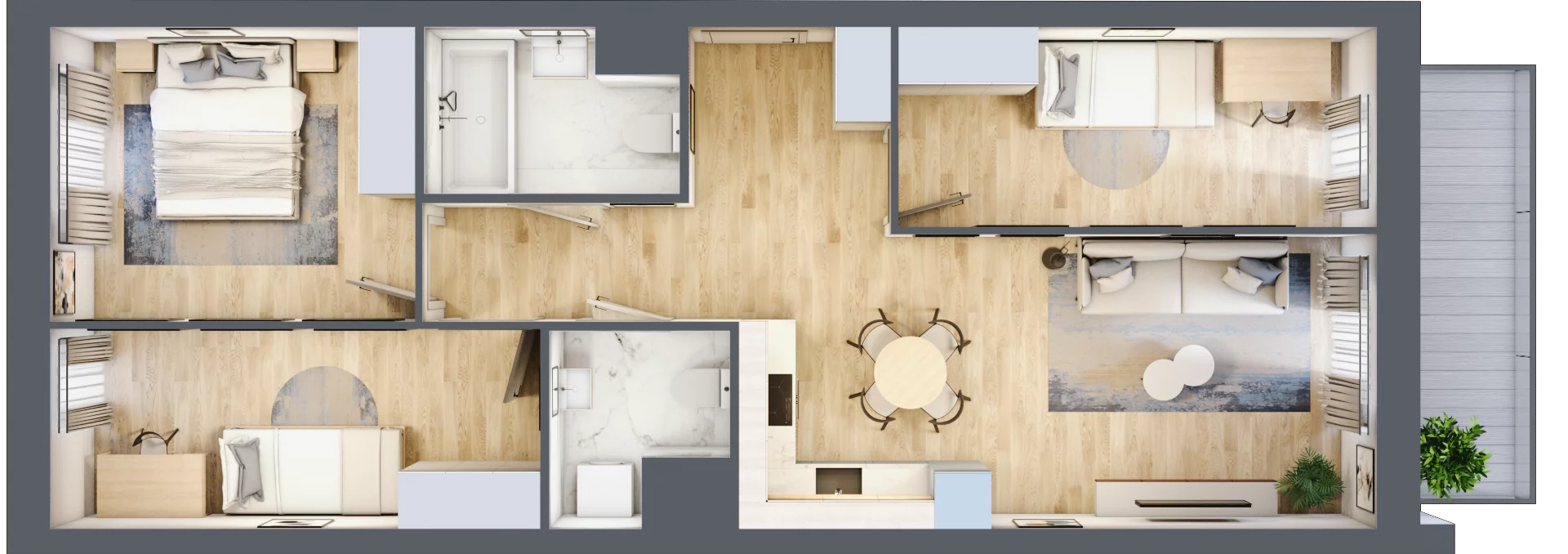 4 pokoje, mieszkanie 70,58 m², piętro 1, oferta nr K171, Osiedle Witaj etap II, Poznań, Naramowice, Naramowice, ul. Bielicowa