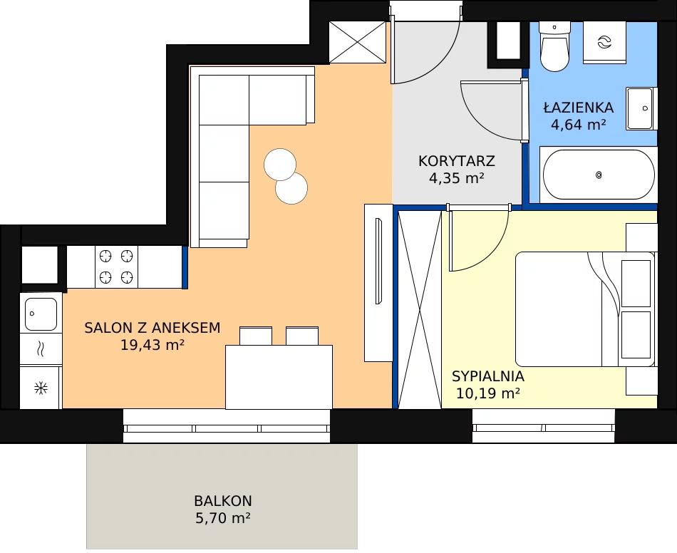 Zalety mieszkania 38.61 m², K174
