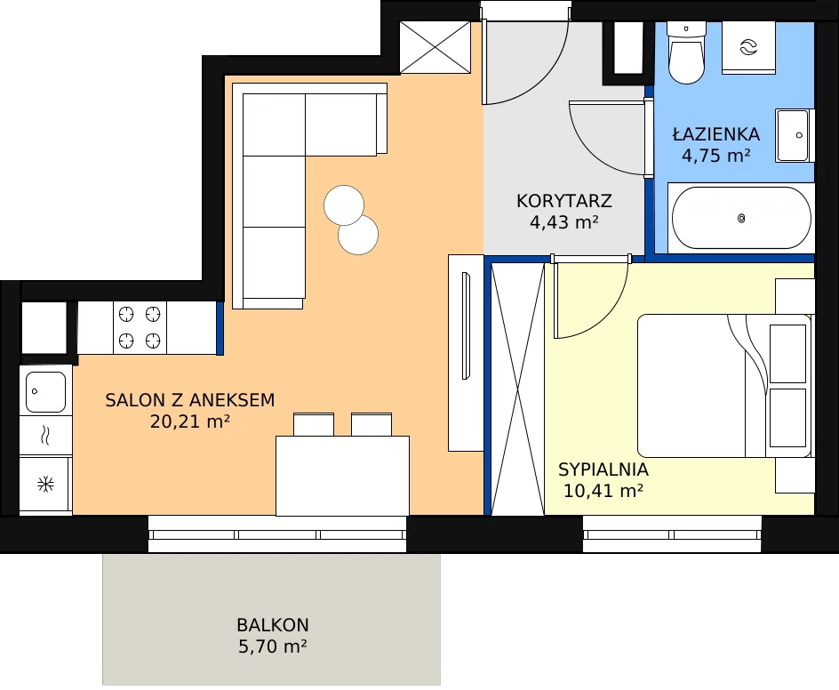 Zalety mieszkania 39.8 m², K182