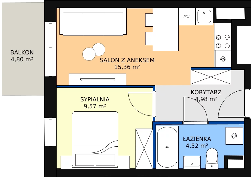 Zalety mieszkania 34.43 m², K184