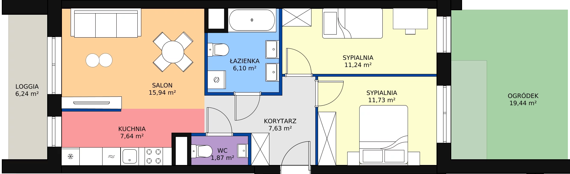 Zalety mieszkania 62.15 m², L191