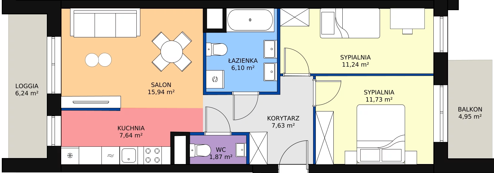 Zalety mieszkania 62.15 m², L196