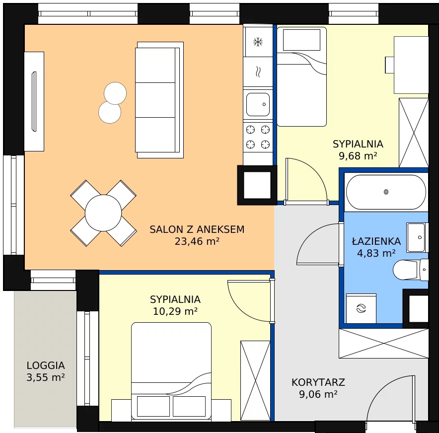 Zalety mieszkania 58.21 m², L210