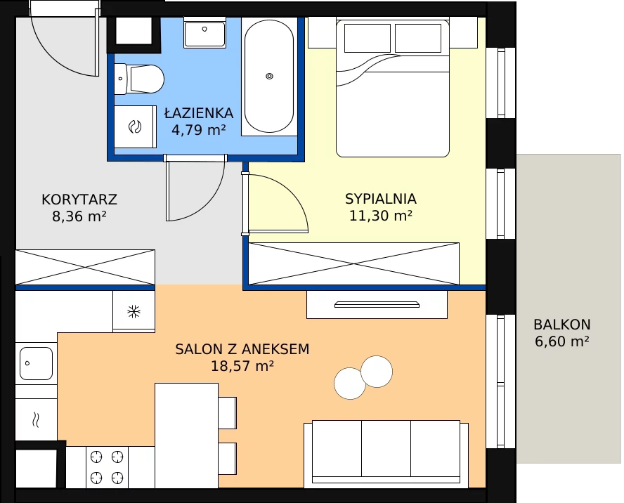Zalety mieszkania 43.02 m², L213