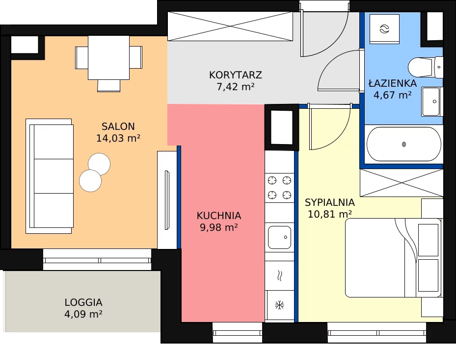 Zalety mieszkania 46.91 m², L214