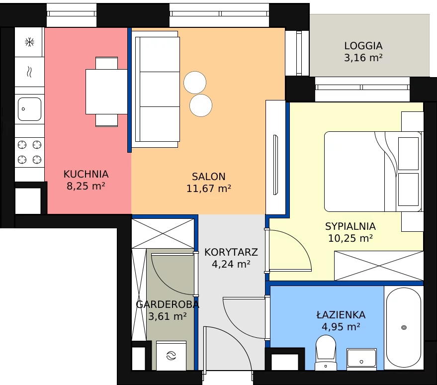Zalety mieszkania 42.97 m², M217