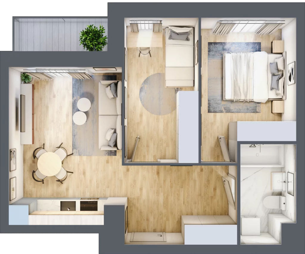 3 pokoje, mieszkanie 51,04 m², piętro 1, oferta nr M224, Osiedle Witaj etap II, Poznań, Naramowice, Naramowice, ul. Bielicowa