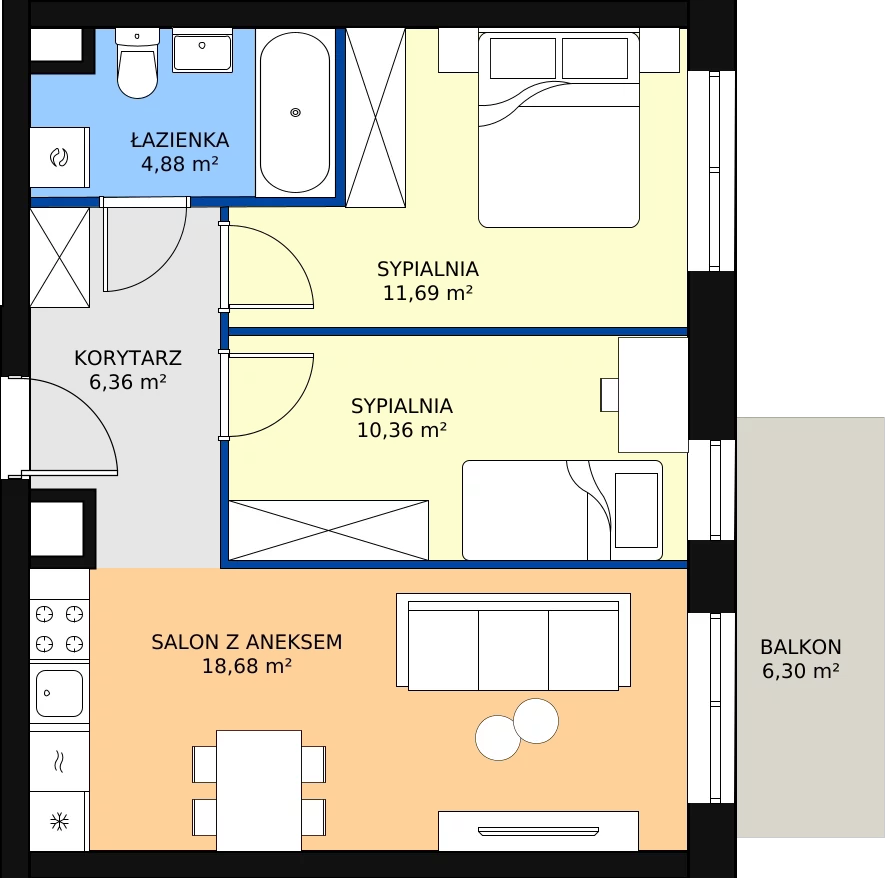 Zalety mieszkania 51.97 m², M232