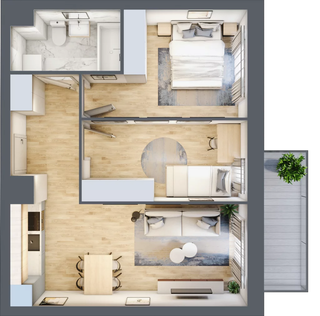 3 pokoje, mieszkanie 51,97 m², piętro 2, oferta nr M232, Osiedle Witaj etap II, Poznań, Naramowice, Naramowice, ul. Bielicowa